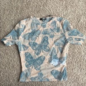 💔SOLD💔 Missguided Butterfly Print Mesh Top